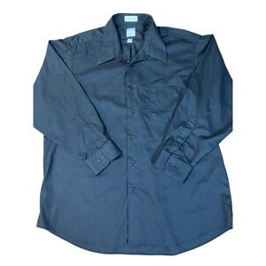Bill Robinson XL 17-17.5 32/33 Black Striped Long Sleeve Dress Shirt‎ Men's